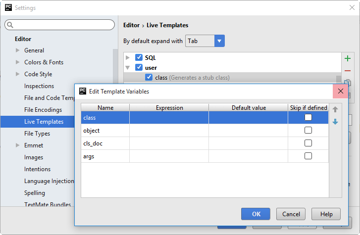 Edit template variables