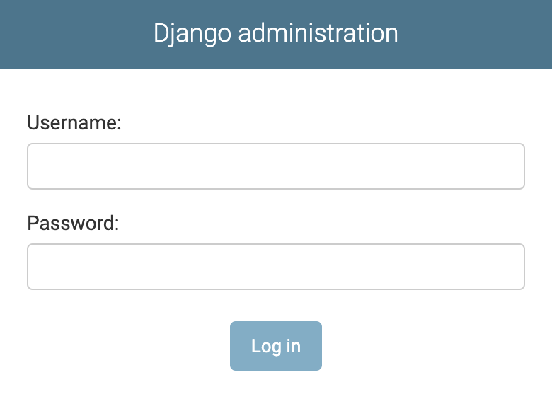 Django admin site login page
