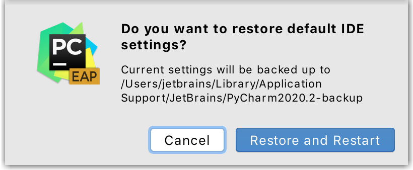 A popup prompting to confirm that you want to restore the default settings