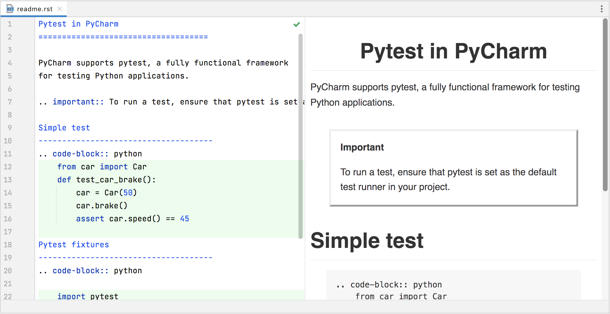 reStructuredText support PyCharm Documentation