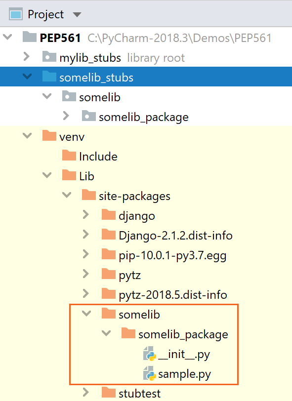 Creating a structure corresponding to the stub implementation package