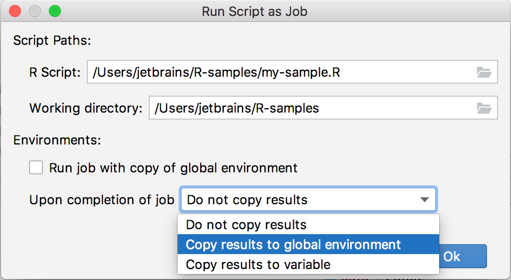 Jobs settings