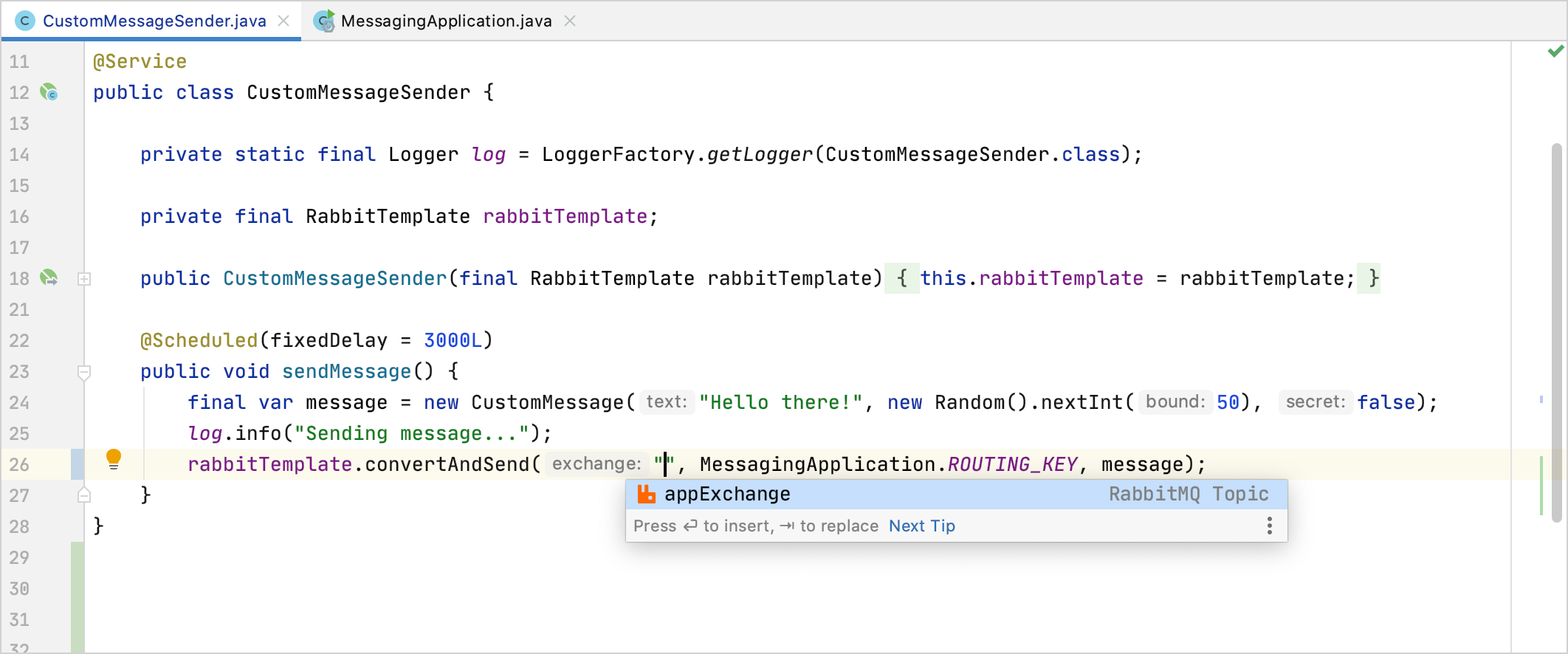 RabbitMQ exchange completion