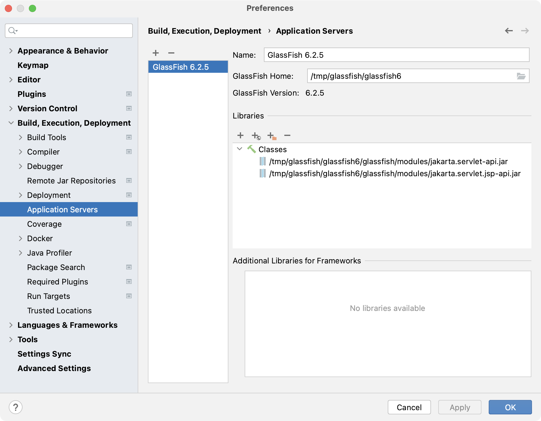 GlassFish application server configuration