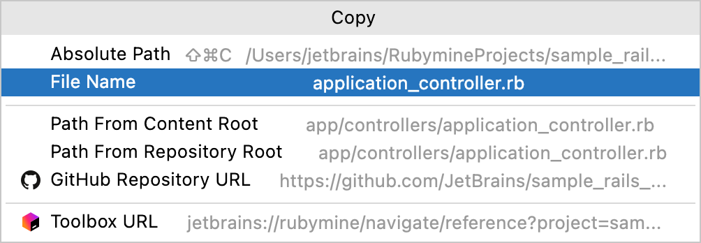 Copy path