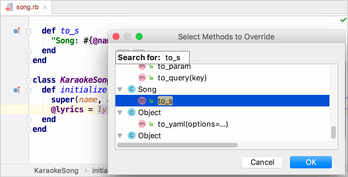 override method of a superclass