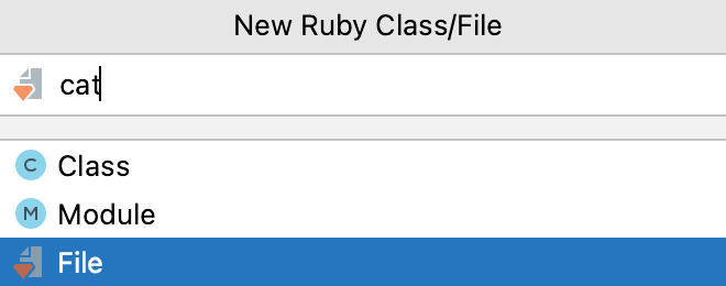New Ruby File/Class dialog