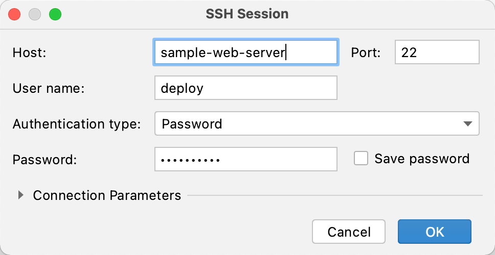 SSH Session dialog