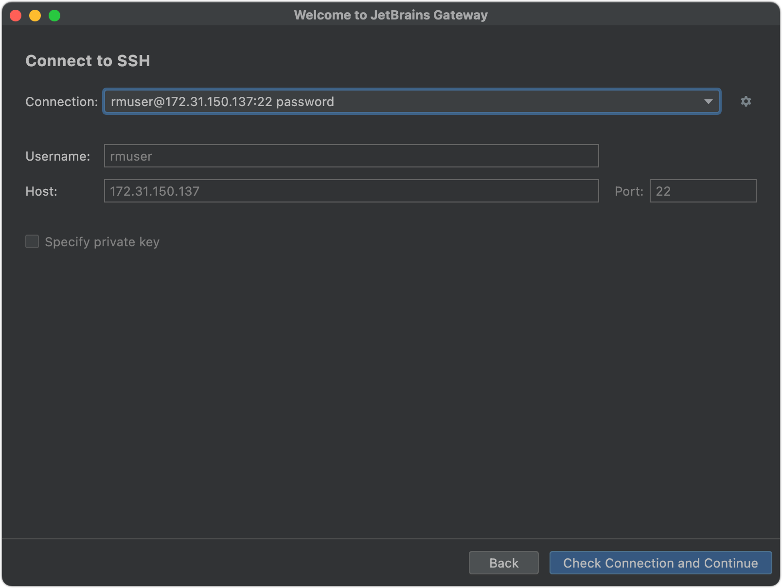 Connect via SSH