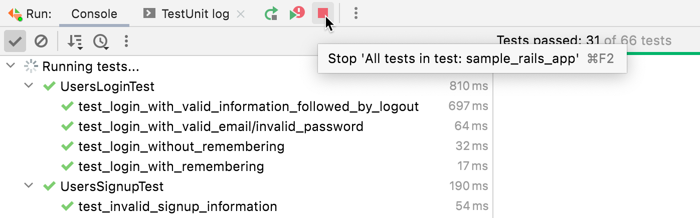 Stop running tests