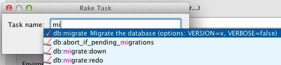 Code completion for the Rake tasks