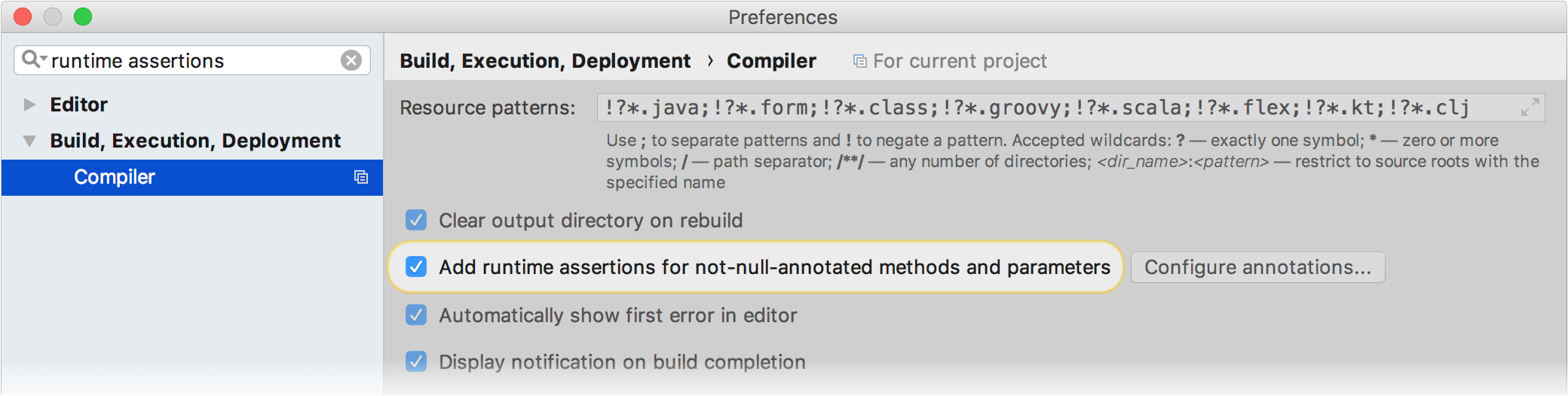 Runtime assertions