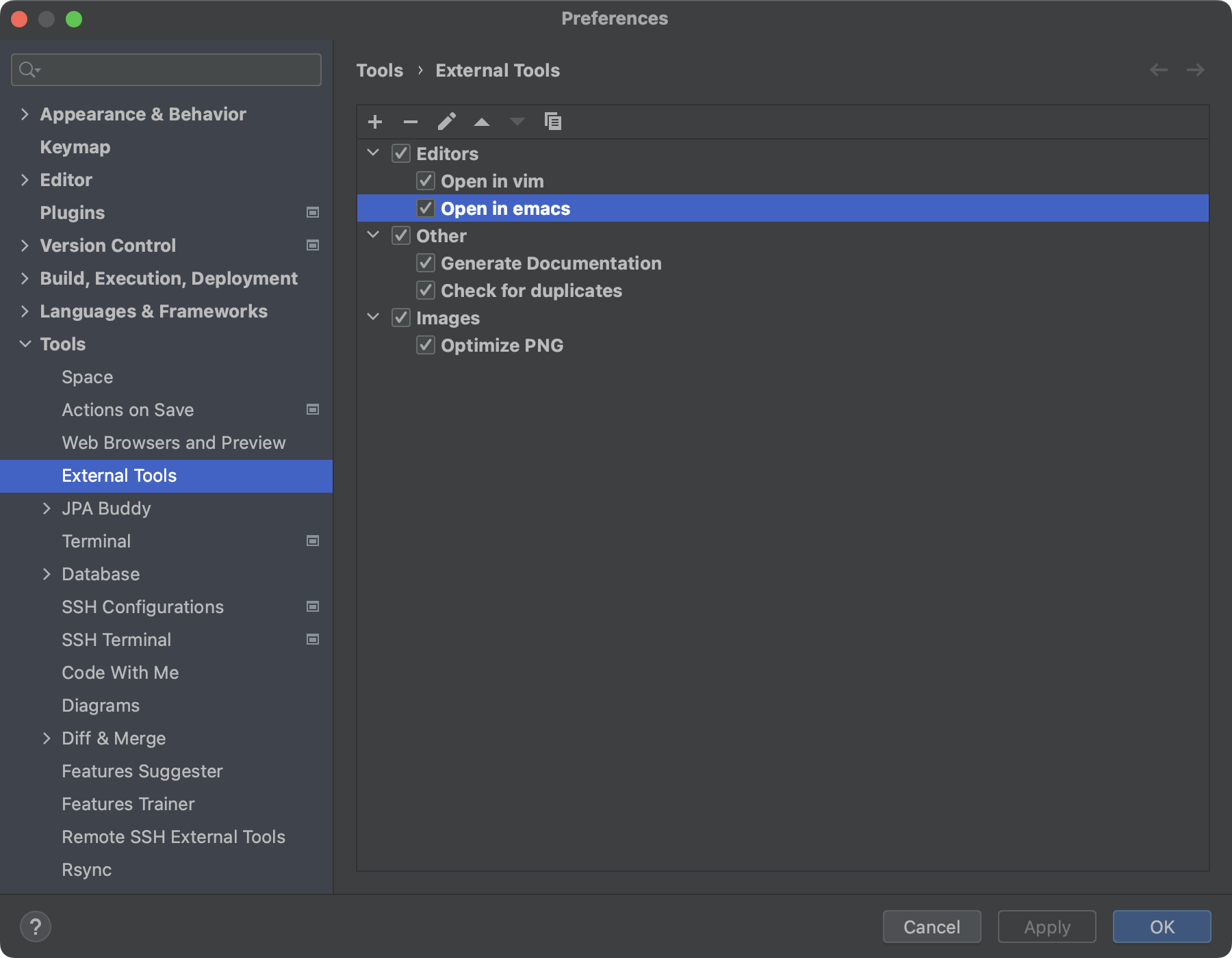 External tools settings | IntelliJ IDEA Documentation