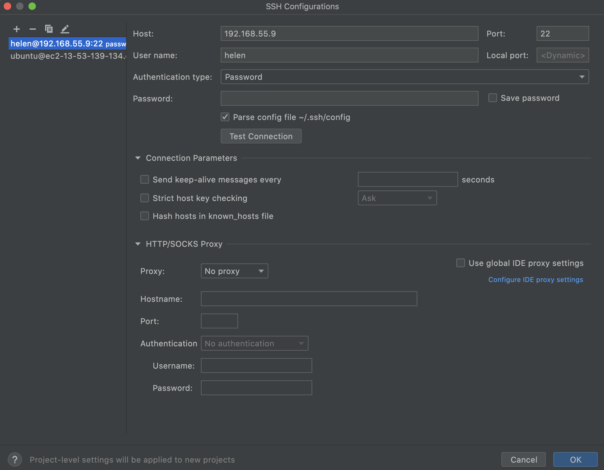 SSH configurations