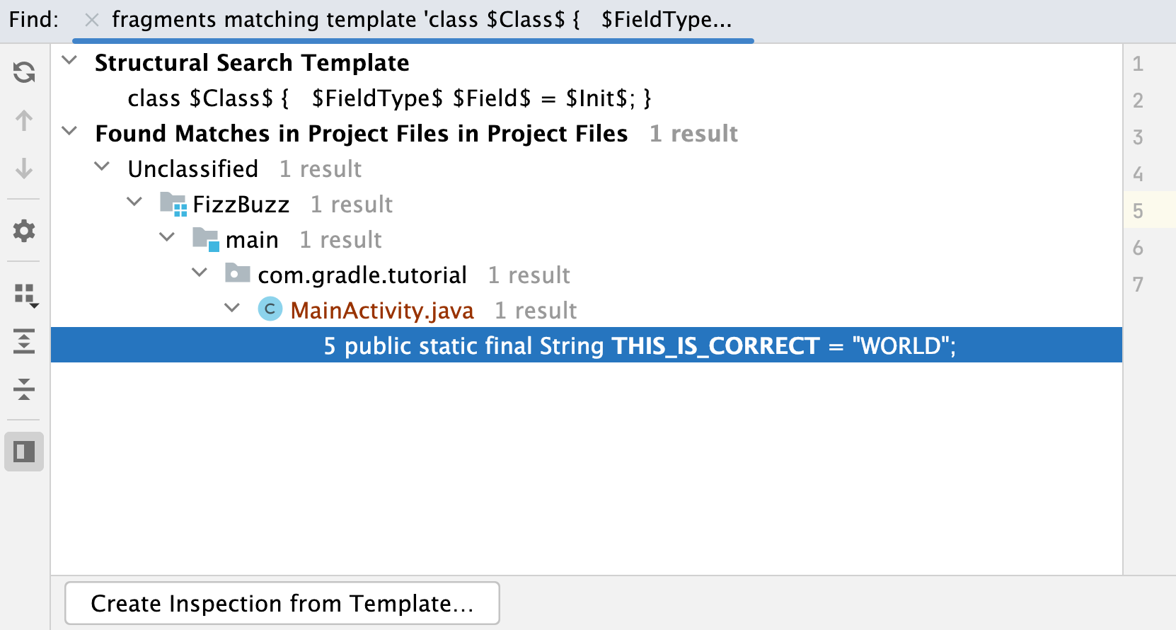 Find tool window results