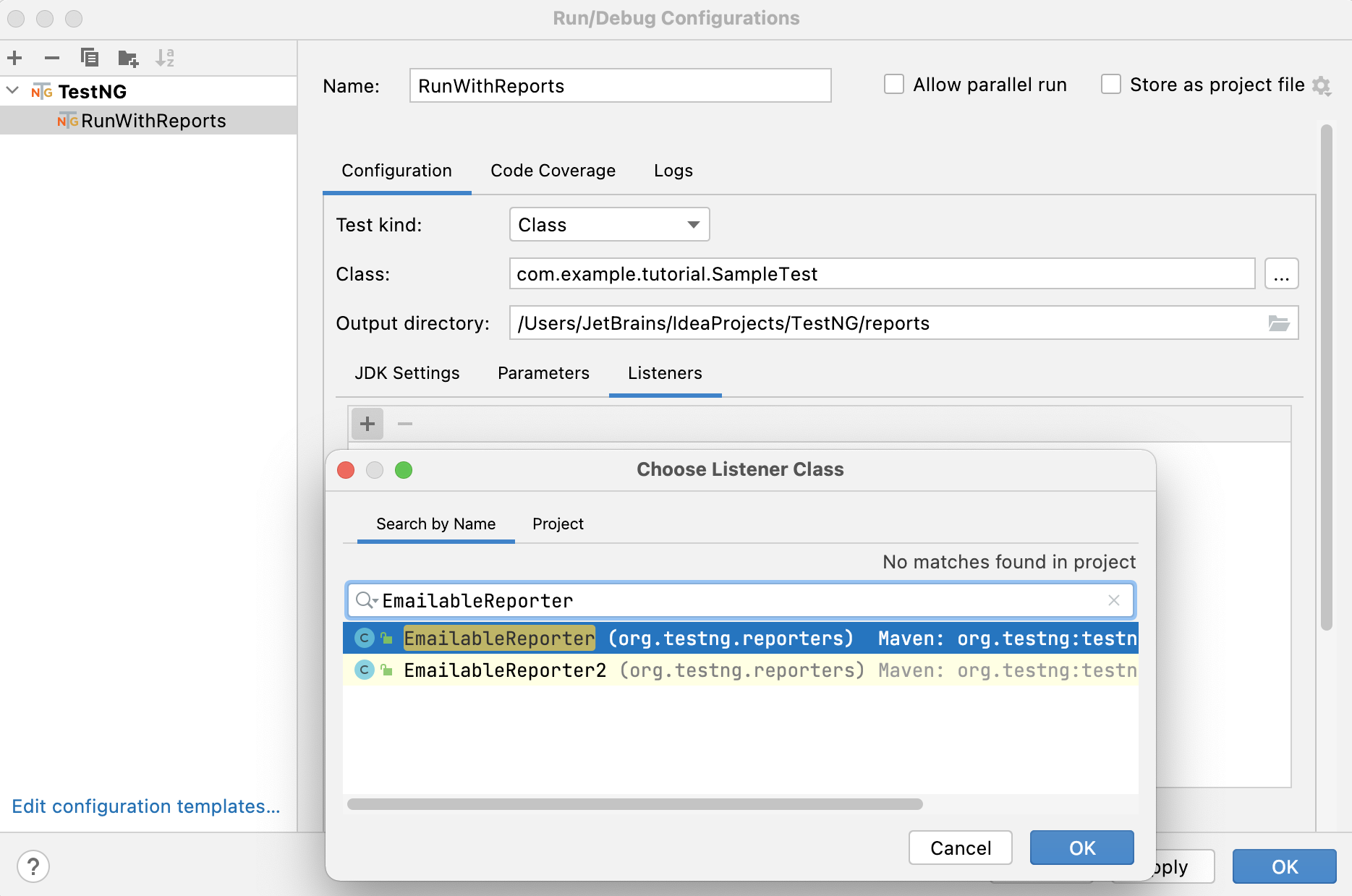 Adding a listener in run configuration