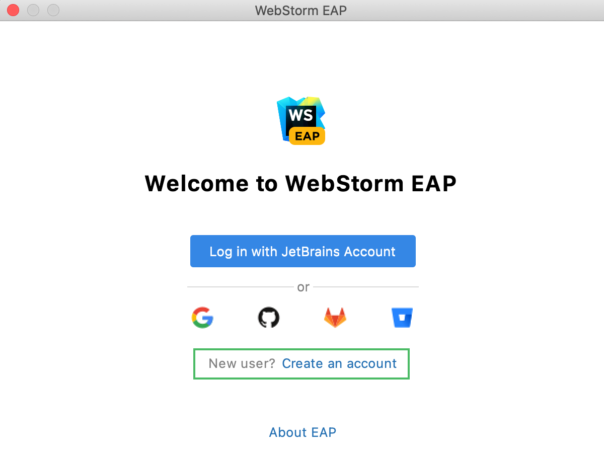 EAP: Create a new account to log in