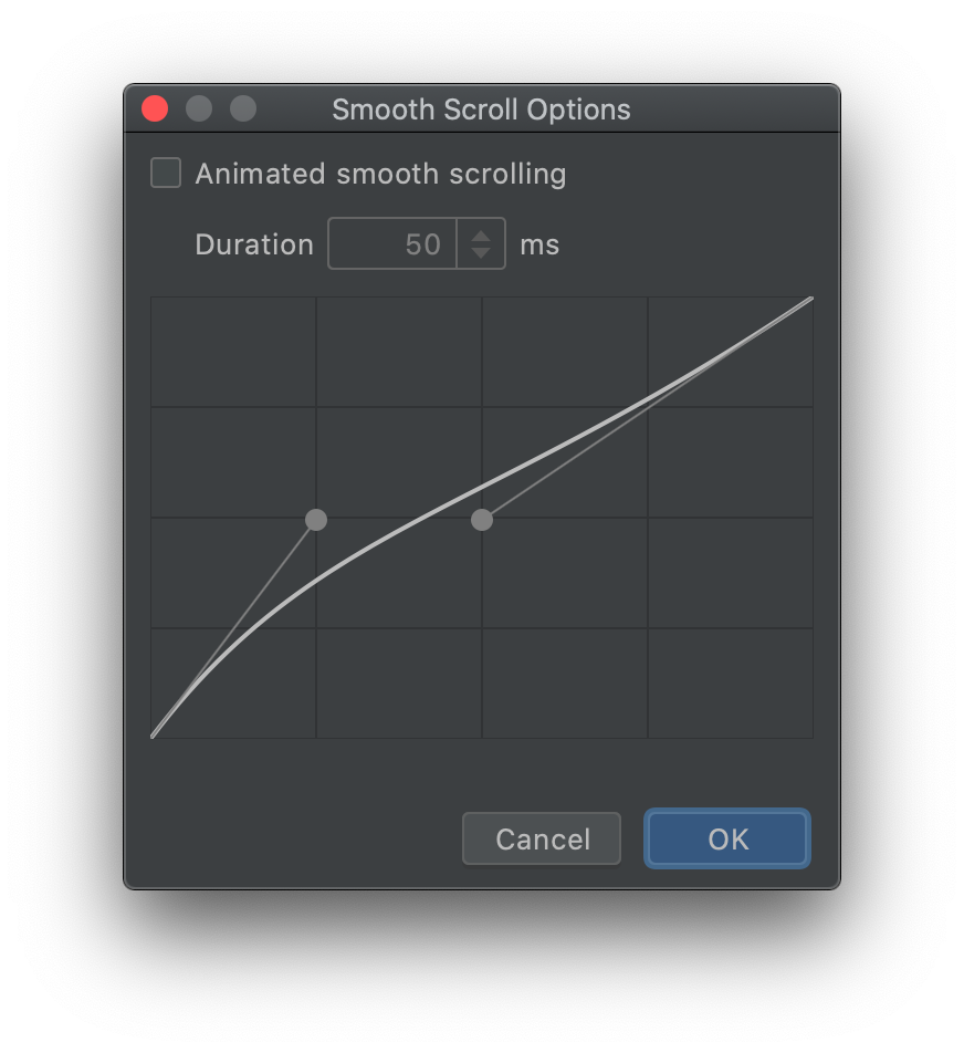 Smoote Scroll Options dialog