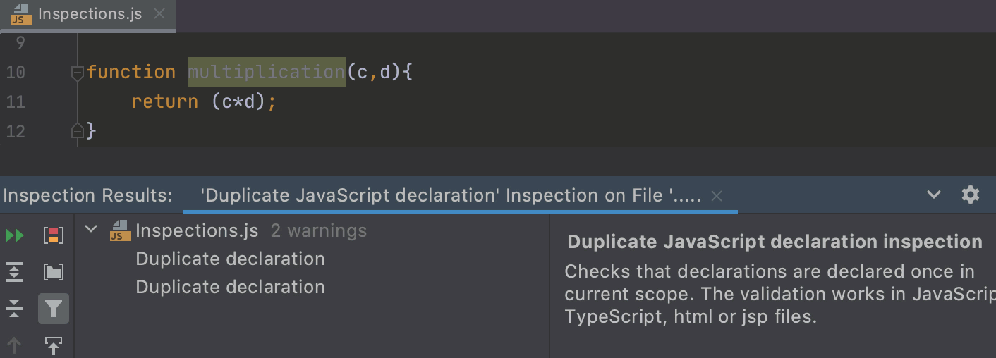 Run the Locate Duplicates inspection by name