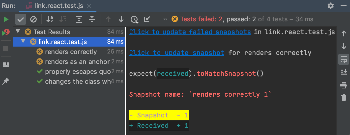 Jest snapshot testing: update snapshots