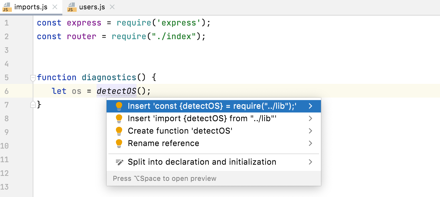 phpstorm javascript