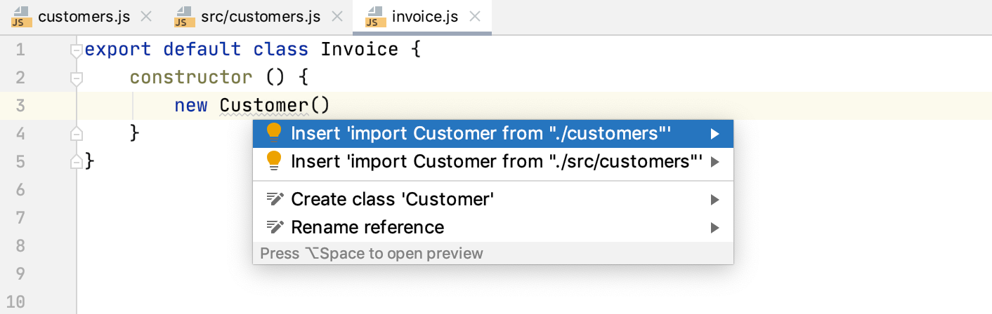 Auto import with quick-fix: multiple choices