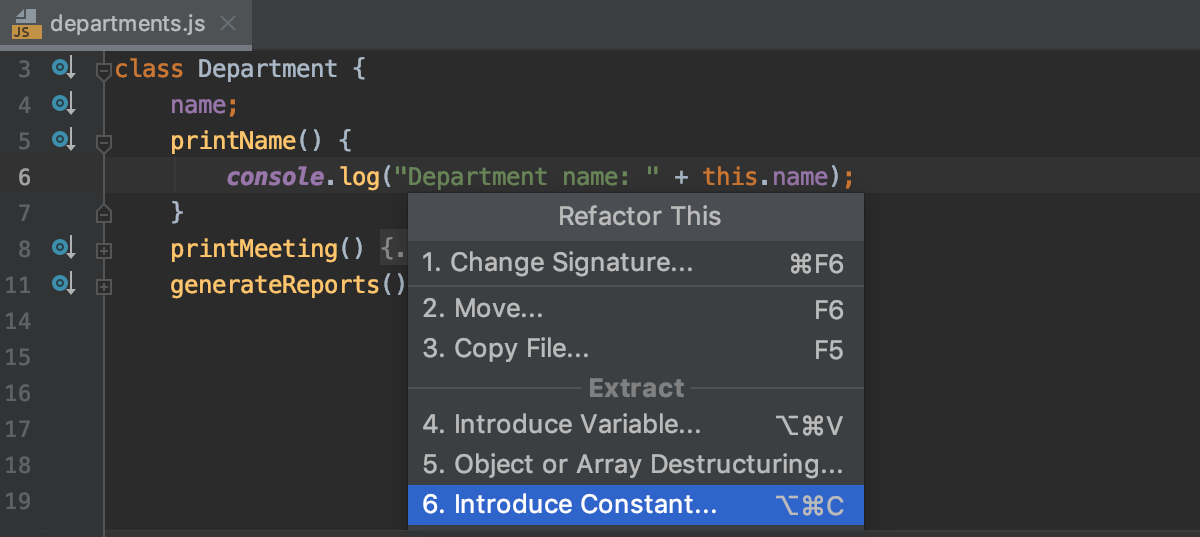 Invoke the Introduce Constant refactoring