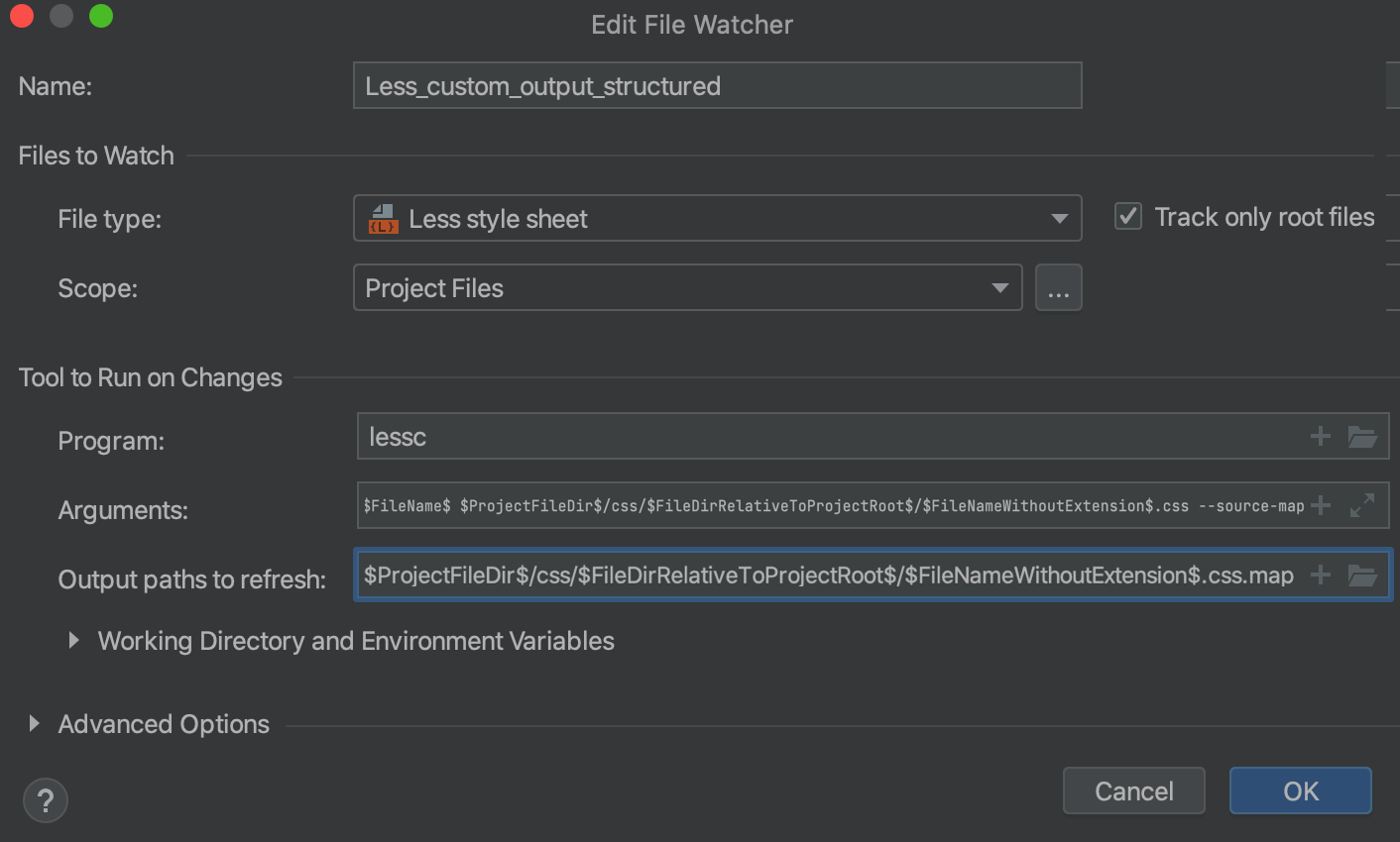 Custom output with folder structure: File Watcher updated