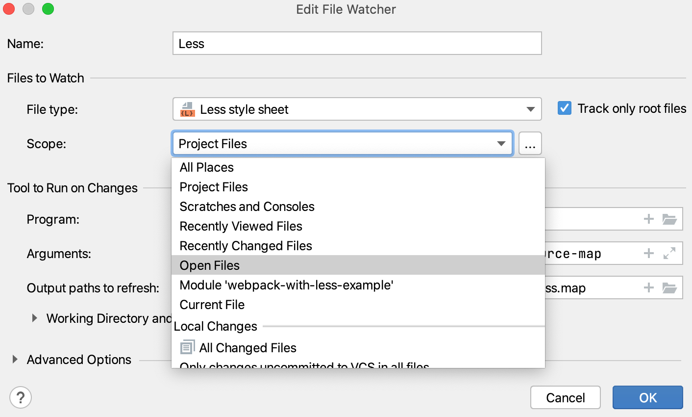 SCSS File Watcher: change default scope