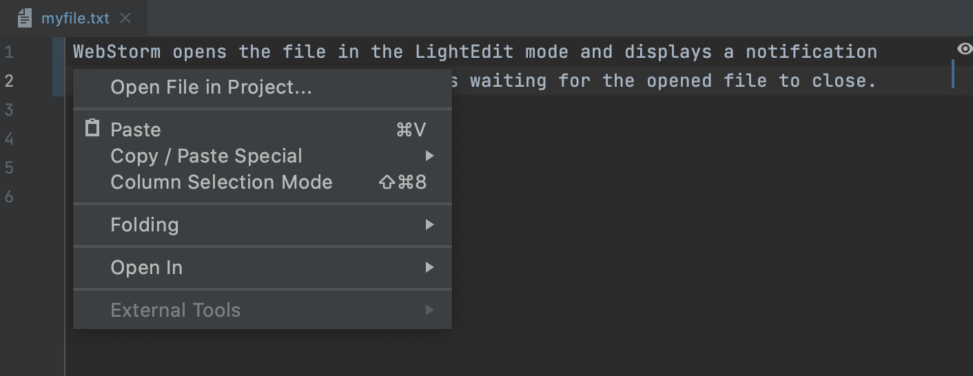 LightEditor: the context menu