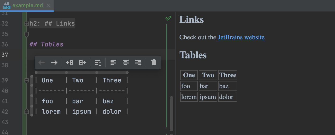 Editing a table in a Markdown file