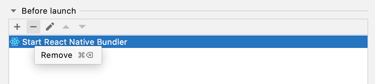 React Native Debug configuration for debugging with Expo: Remove default Start bundler task