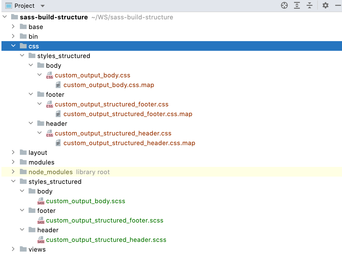 Custom settings: the output is stored in a separate folder, the structure preserved