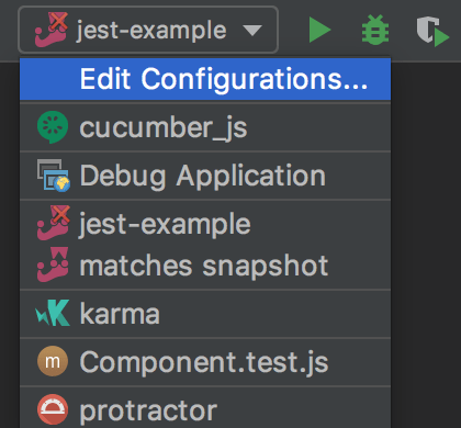 Select run/debug configuration