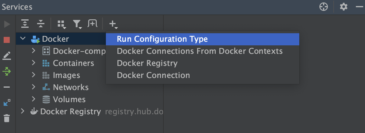 Services tool window: Add run configuration
