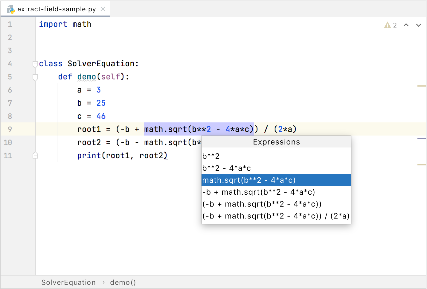 Introduce constant python in place select expression