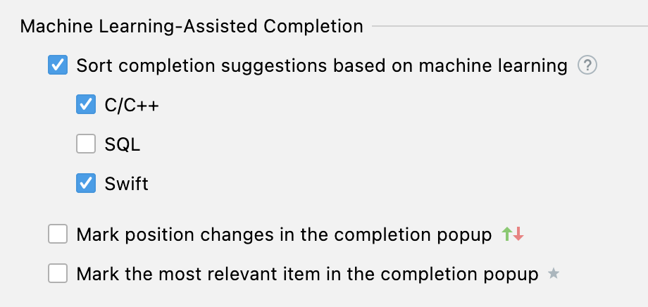 ML-assisted completion settings