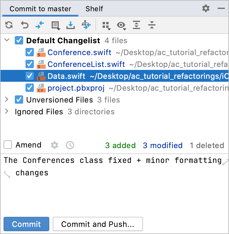 Commit and push changes to Git repository