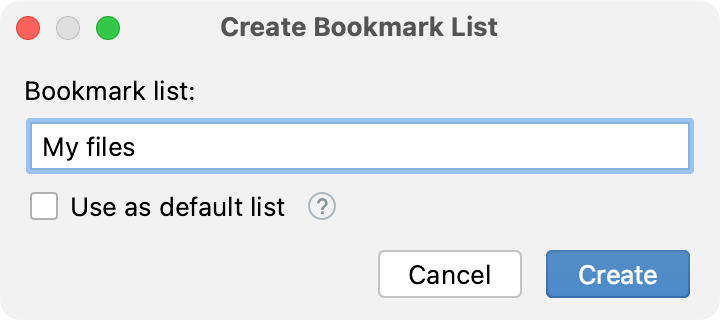 Naming a list of bookmarks