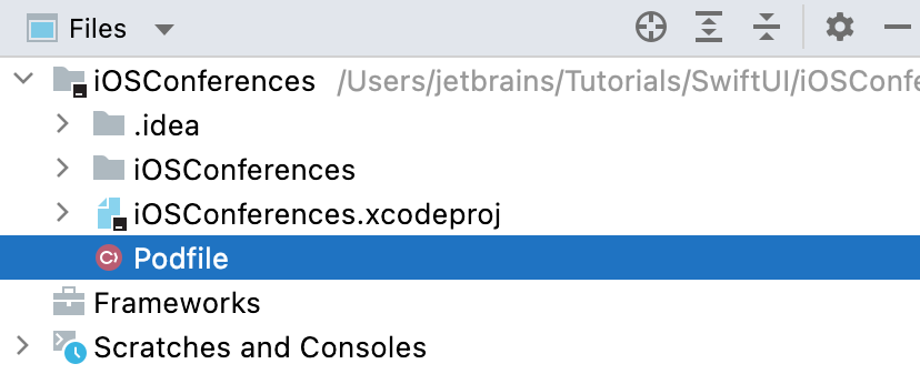 Podfile in the files tree