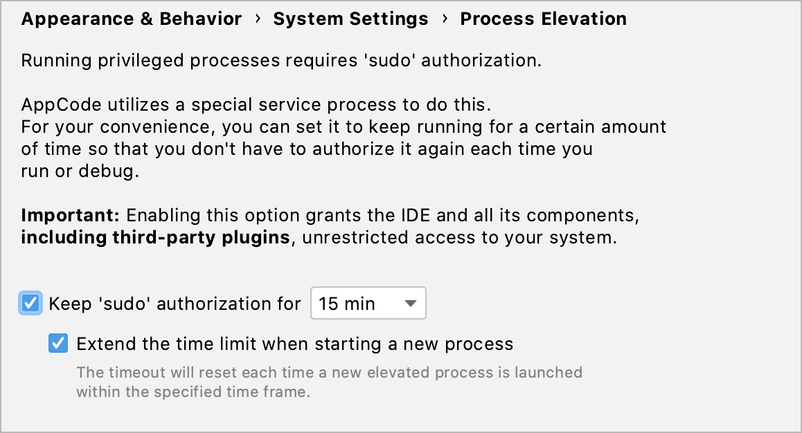 Authorization time settings