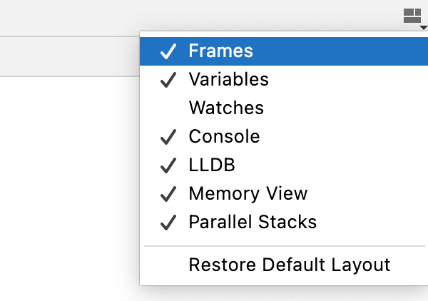 Layout options menu