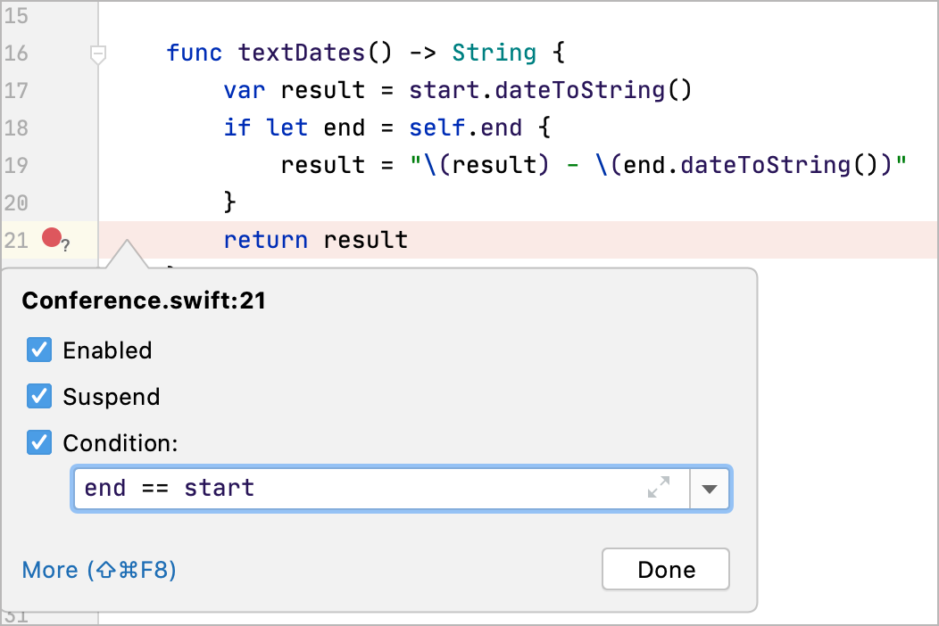 Set a condition for the breakpoint