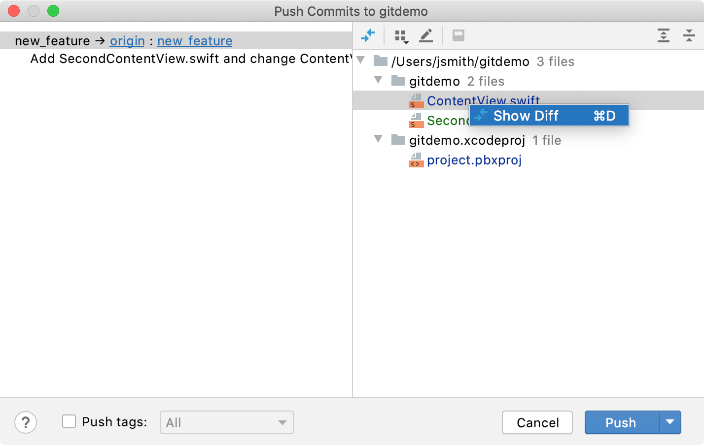 Push commits