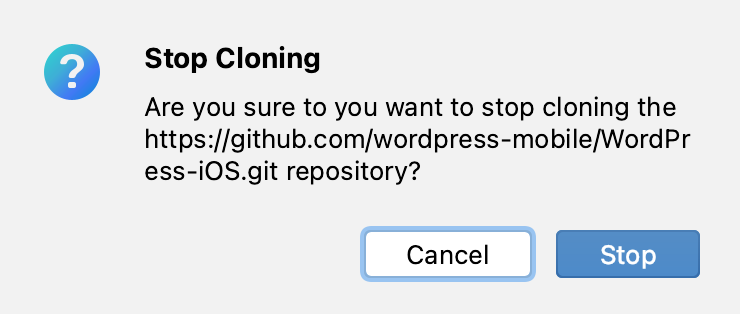 Stop cloning dialog