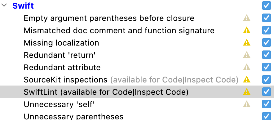 SwiftLint inspection