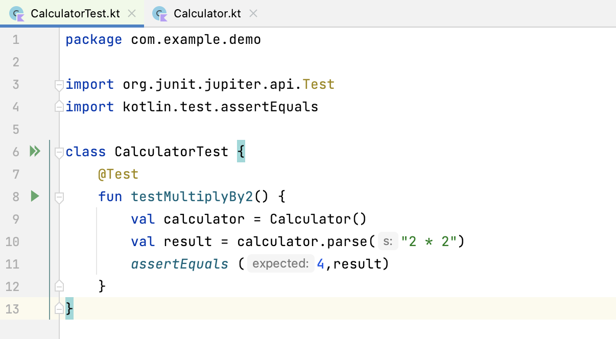 assertEquals() checks if the parameters are equal and fails the test if
                they are not
