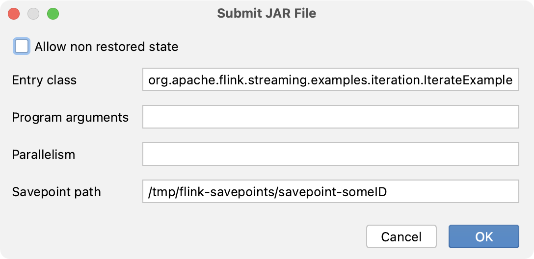 Submit JAR File dialog