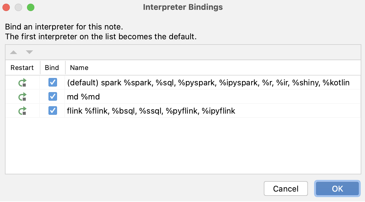 Interpreter bindings