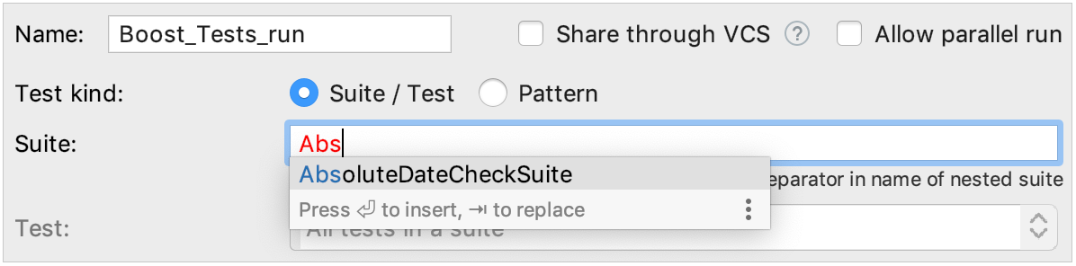 completion in configuration fields